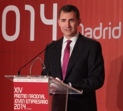Don Felipe durante su intervención en la entrega de la XIV edición del Premio Nacional Joven Empresario